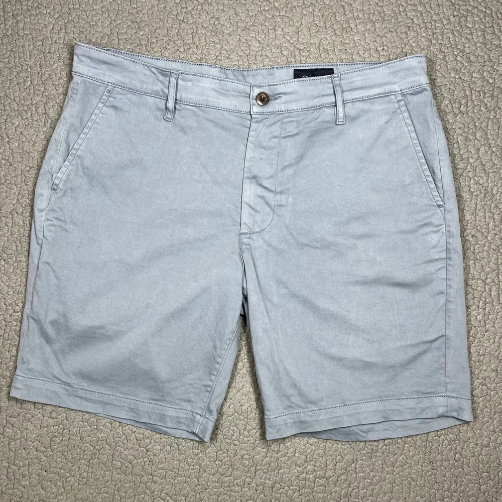 AG Adriano Goldschmied Wanderer Shorts Mens 34 Light Blue Grey Stretch Chino